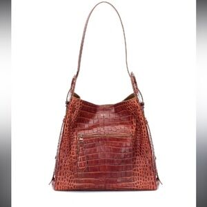 Naomi Croc-Embossed Leather Hobo MaxMara
